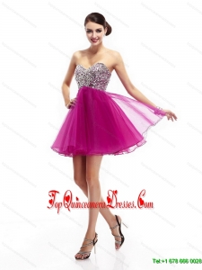 Beautiful Hot Pink Sweetheart Prom Dresses with Rhinestone for 2015