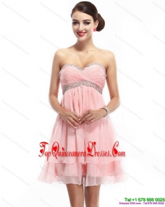 Beautiful Sweetheart 2015 Gorgeous Dama Dress with Beading and Ruching