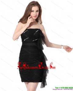 Discount 2015 Strapless Ruching Mini Length Gorgeous Dama Dress in Black