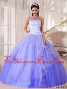 Affordable Ball Gown Sweetheart Beading Quinceanera Dress in White and Blue