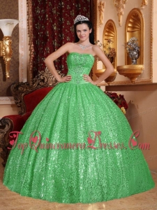 Green Ball Gown Sweetheart Floor-length Beading Quinceanera Dress