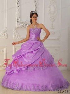 Lavender A-Line / Princess Sweetheart Floor-length Taffeta and Tulle Beading Quinceanera Dress