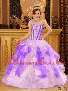 Multi-Color Ball Gown Sweetheart Floor-length Organza Appliques Quinceanera Dress