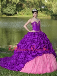 Appliques and Pick-ups Purple Brush Train Exquisite Style For 2013 Quinceanera Dress