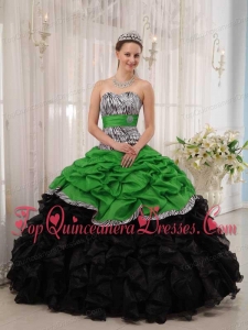 Brand New Green and Black Ball Gown Sweetheart Floor-length Quinceanera Dress