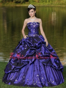 Custom Size Strapless Quinceanera Dress Beaded Decorate With Purple