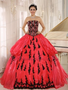 Red 2013 New Arrival Strapkess Embroidery Decorate For Quinceanera Dress