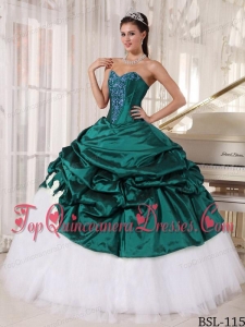 Ball Gown Sweetheart Turquoise and White Quinceanera Dress with Appliques