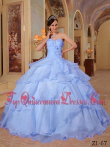 Lilac Ball Gown Sweetheart Floor-length Organza Beading Quinceanera Dress