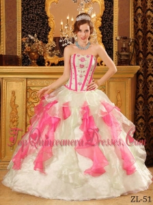 Multi-Color Ball Gown Sweetheart Floor-length Organza Appliques Quinceanera Dress