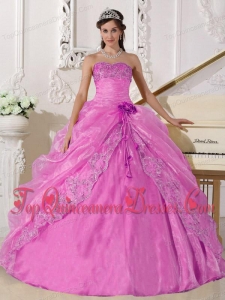 Ball Gown Strapless Floor-length Organza Embroidery with Beading Quinceanera Dress