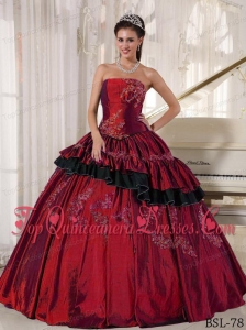 Ball Gown Strapless Floor-length Taffeta Beading Quinceanera Dress