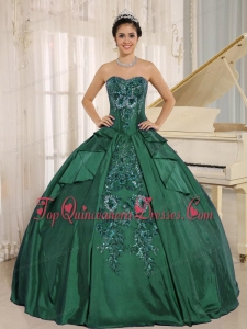 Dark Green Embroidery Quinceanera Dress With Sweetheart In 2013