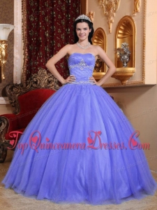 Purple Ball Gown Sweetheart Floor-length Tulle and Taffeta Beading Quinceanera Dress
