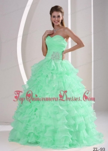 Ruffles Sweetheart Appliques and Ruch Quinceaners Gowns For Military Ball