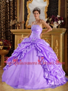 Pretty Lavender Ball Gown Floor-length Taffeta and Tulle Beading Quinceanera Dress