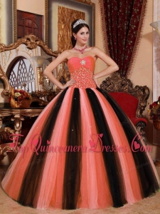 Multi-colored Ball Gown Sweetheart Floor-length Tulle Beading Fashionable Quinceanera Dress