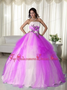 Hot Pink Ball Gown Strapless Floor-length Tulle Beading Unique Quinceanera Dress
