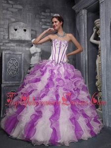 Pretty Sweet Ball Gown Sweetheart Taffeta and Organza Appliques Colorful Quinceanera Dress