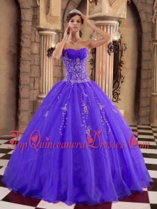 Purple Ball Gown Floor-length Organza Beading Vestidos de Quinceanera