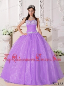 Purple Ball Gown Strapless Floor-length Taffeta and Organza Appliques Fashionable Quinceanera Dress