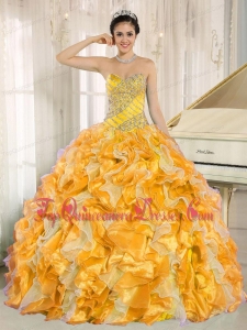 Custom Made For Yellow Classic Quinceanera Dresses with Beaded and Ruffles