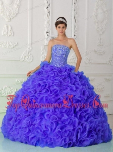 Purple Classic Quinceanera Dresses Ball Gown Strapless Organza Beading