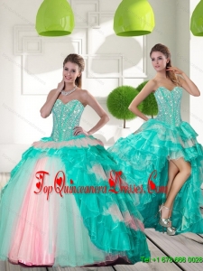 Fashionable Beading and Ruffled Layers Quinceanera Gowns in Multi Color for 2015