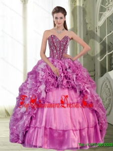 2015 New Style Sweetheart Beading and Ruffles Dress for Quinceanera