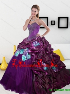 2015 New Style Sweetheart Quinceanera Dresses with Pick Ups and Appliques