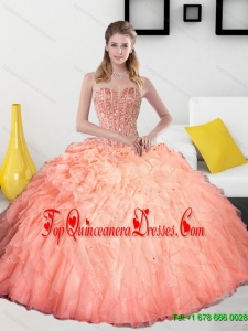 2015 Remarkable Beading and Ruffles Sweetheart Quinceanera Dresses