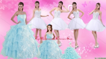 Strapless Ruffles Elegant Quinceanera Dress and Pretty Sweetheart Beading Prom Dress and Ruffles Baby Bule Little Girl Pageant Dress