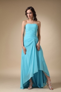 Asymmetrical Dama Dress for Quince Aqua Blue A-line Strapless