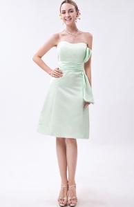 Mini-length Dama Dresses for Quince Taffeta Ruch Apple Green