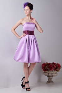 Dama Dress for Quince Lavender Knee-length Taffeta Sash