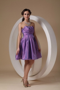 Ruched Dama Dress Lavender Strapless Mini-length Taffeta