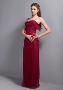 Spaghetti Straps Dama Party Dress Chiffon Wine Red Column