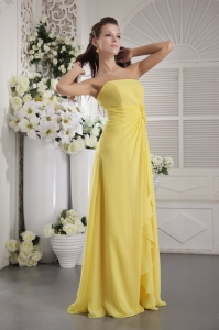 Hand Flower Dama Quince Dress Empire Strapless Chiffon Yellow