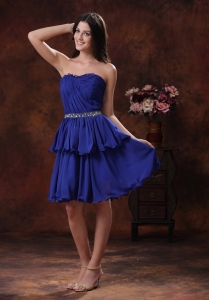 Royal Blue Dama Dresses for Quinceanera Beaded Chiffon