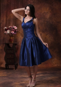 Royal Blue V-neck Dama Dresses for Quinces Wide Waistband