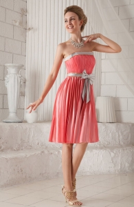 Watermelon Elastic Satin Bow Dama Dresses for Quinceanera