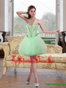 2015 Gorgeous Beading and Ruffles Dama Dress in Apple Green