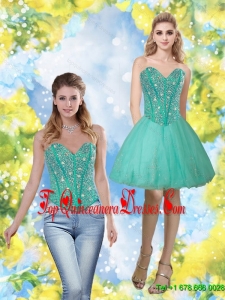 Fashionable 2015 Beading and Appliques Sweetheart Damas Dress in Turquoise