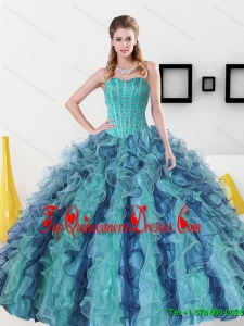 Beading and Ruffles Sweetheart Vestidos de Quinceanera Dress for 2015