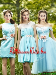 Most Popular Light Blue Quinceanera Dama Dress with Appliques for Spring