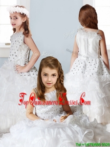 Fashionable Asymmetrical Neckline Mini Quinceanera Dress with Beading and Ruffles