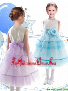 Discount Scoop Organza Mini Quinceanera Dress with Hand Made Flowers and Ruffled Layers