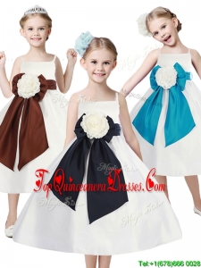 Fashionable Spaghetti Straps New Arrival Kid Pageant Dresses with Hand Made Flowers and Sashes