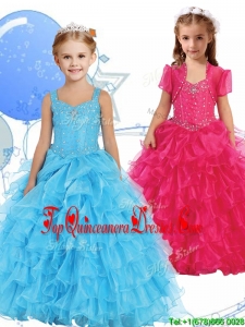 Romantic Straps New Arrival Kid Pageant Dresses with Beading and Ruffled Layers