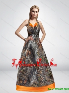 2015 Spring Elegant A Line Halter Top Fashionable Camo Dama Dresses